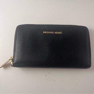 Michael Kors Black Textured Wallet with Gold Accents